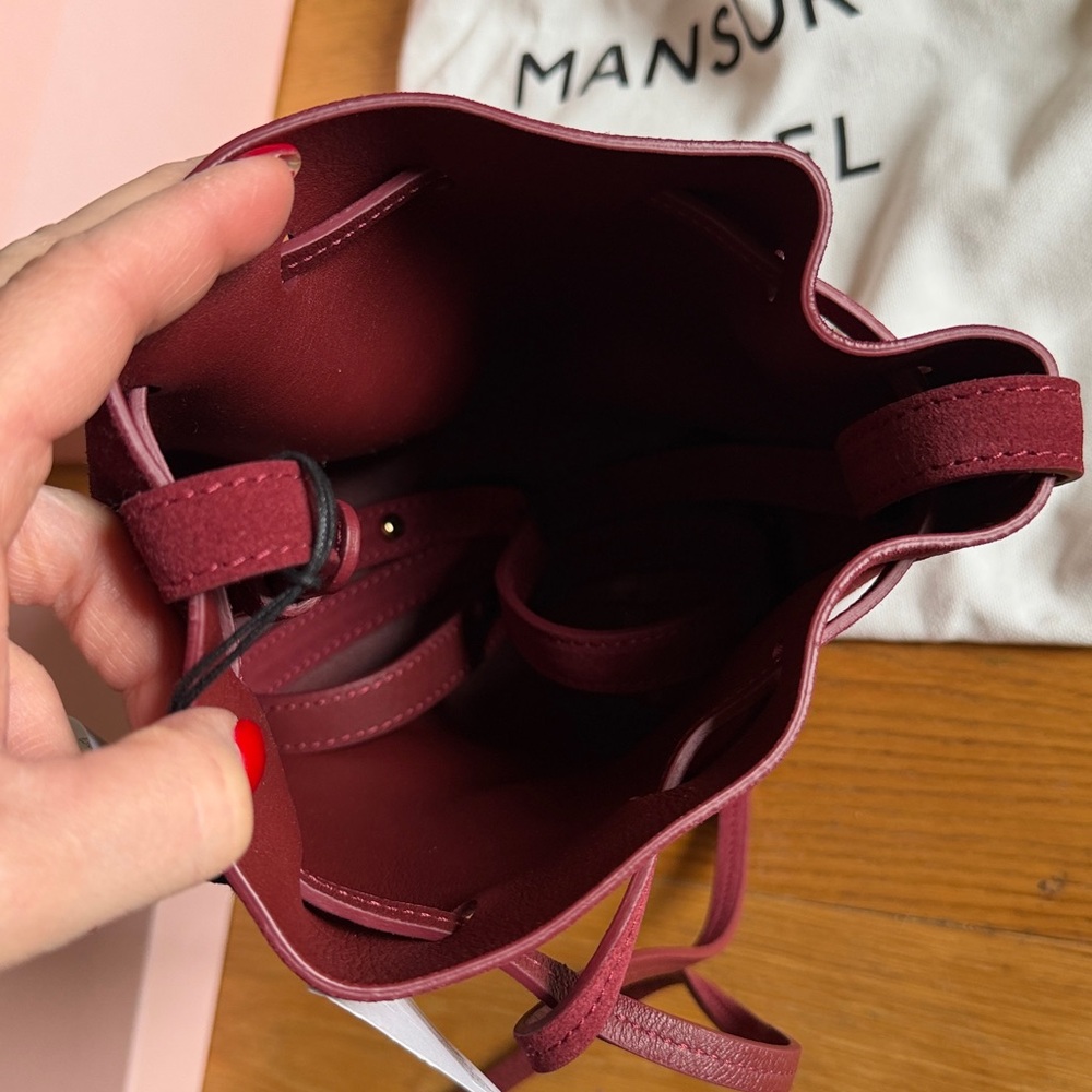 Mansur Gavriel Wine Red Suede Mini Crossbody Bag - Picture 3 of 3
